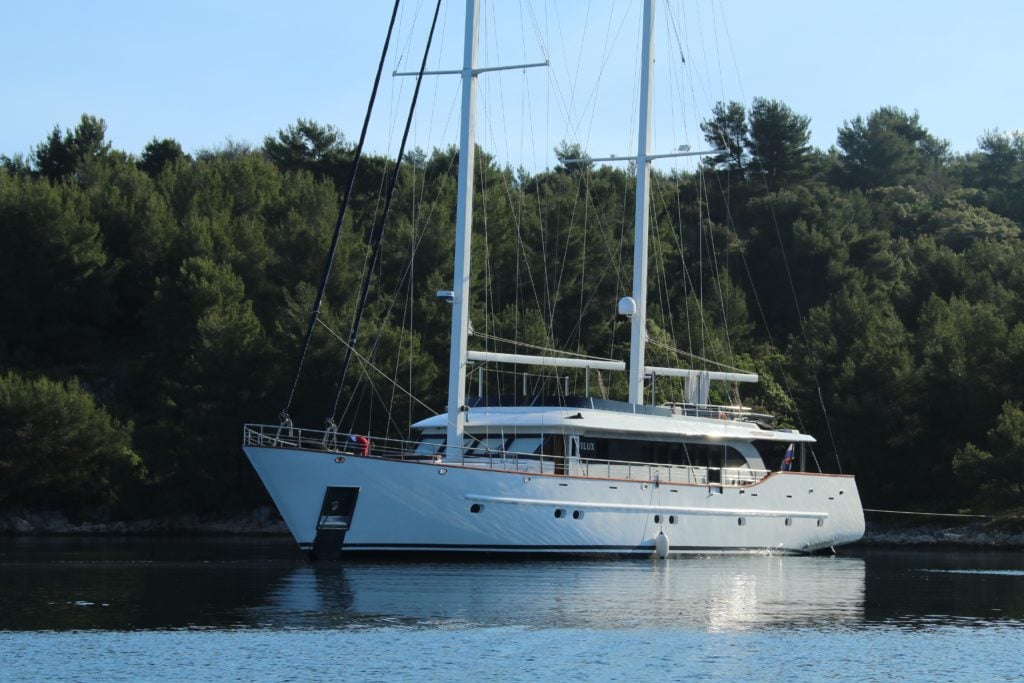Picture of the Navilux Croatia Yacht Charter anchored in a harbor.