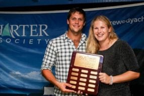 "Foxy Lady" Lagoon 62 Receiving Their Award for Best Charter