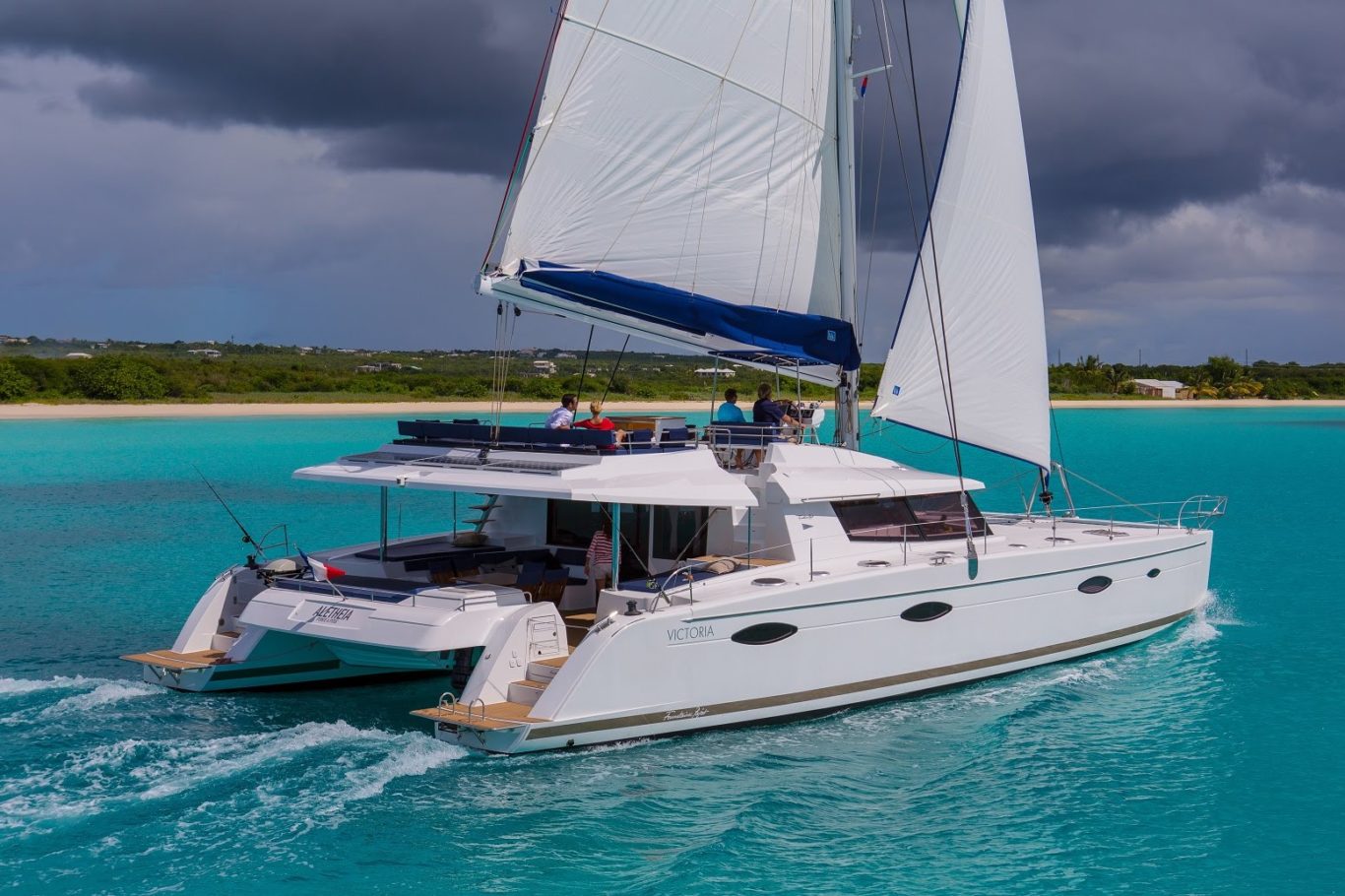 Beautiful catamaran boat kept in pristine condition