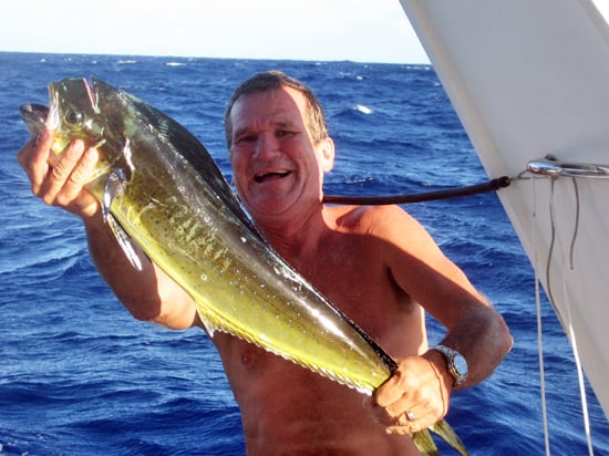 Fisherman lands a BIG One on a Bahamas Power Yacht Charter