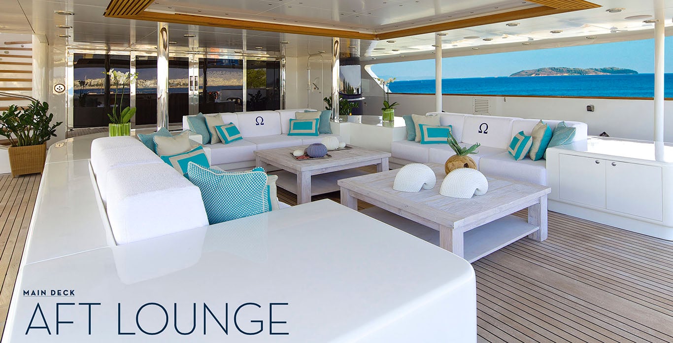 O'Mega Yacht Charter Aft Deck Lounge