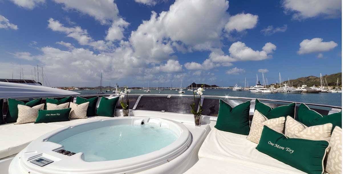 Your very own hot tub on board One More Toy yacht charters