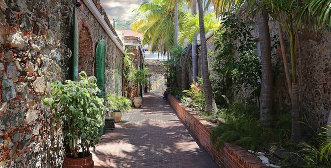 shopping street on St. Thomas