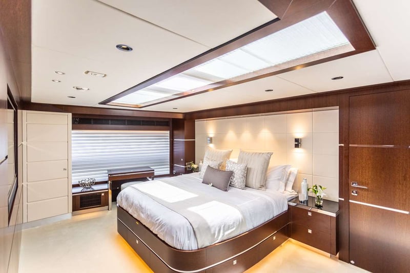 master cabin on BVI Motor Yacht Charter