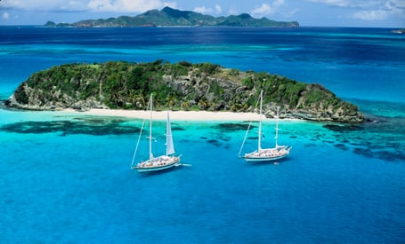charter yachts at anchor in St. Vincent and Grenadines