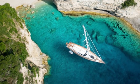 Greece sailing yacht at anchor