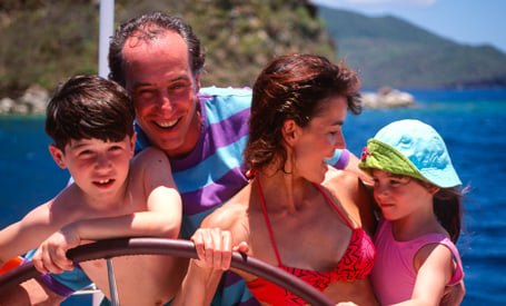 family on a sailing vacation
