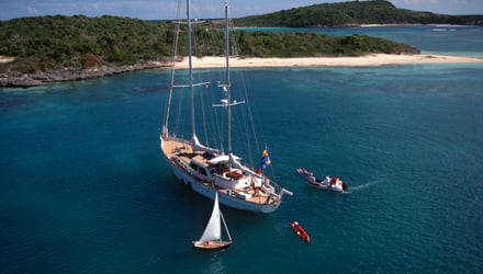 Charter boat at anchor in Virgin Islands