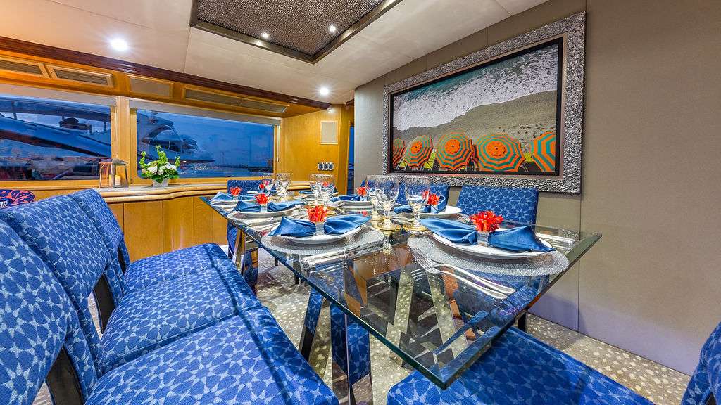 Motor Yacht 'ALEXANDRA JANE' Dining Table, 10 PAX, 4 Crew, 110.00 Ft, 33.00 Meters, Built 1995, Broward, Refit Year 2019
