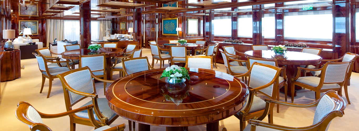 Dining salon on a superyacht