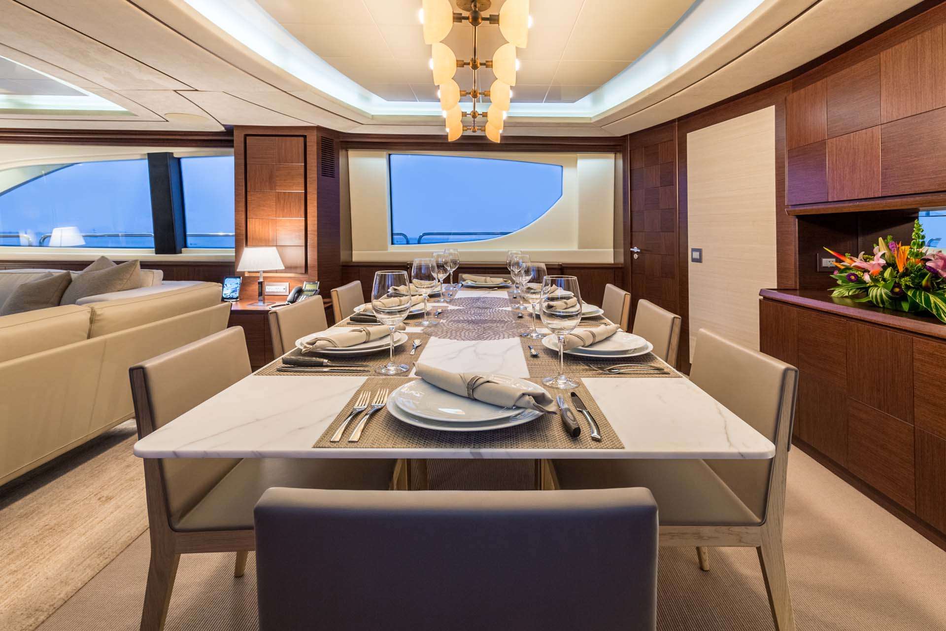 Motor Yacht 'AMANECER' Formal Dining, 10 PAX, 6 Crew, 105.00 Ft, 32.00 Meters, Built 2009, Azimut, Refit Year 2023