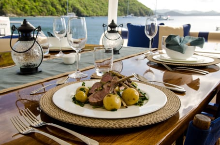 lunch on a yacht in the BVI