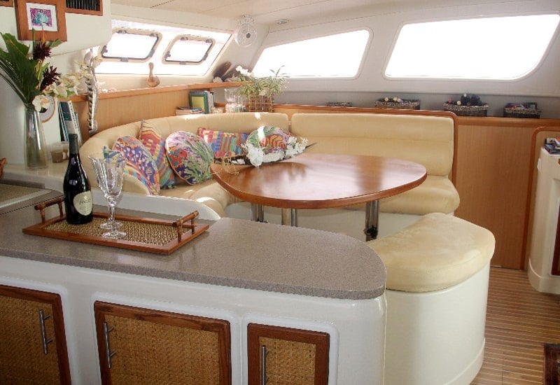 Catamaran Yacht 'DREAMING ON' Salon, 6 PAX, 2 Crew, 47.00 Ft, 14.00 Meters, Built 2003, Robertson and Caine, Refit Year 2015