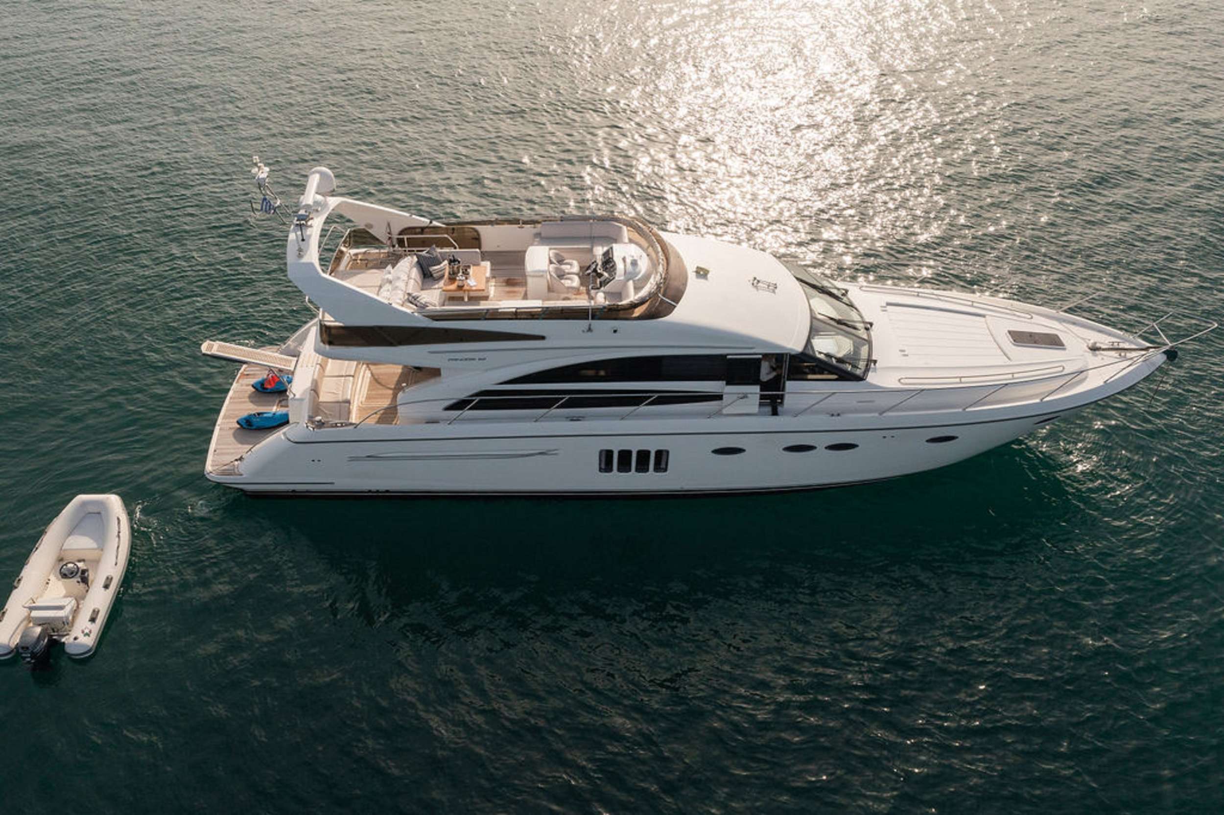 Motor Yacht 'DIAL II', 8 PAX, 2 Crew, 63.00 Ft, 19.00 Meters, Built 2008, Princess, UK, Refit Year 2023: Re-upholstering of all cabin interior wall fabrics, new salon decoration (cushions), new exterior fabrics for leisure area (Flybridge), new Jet Ski Sp