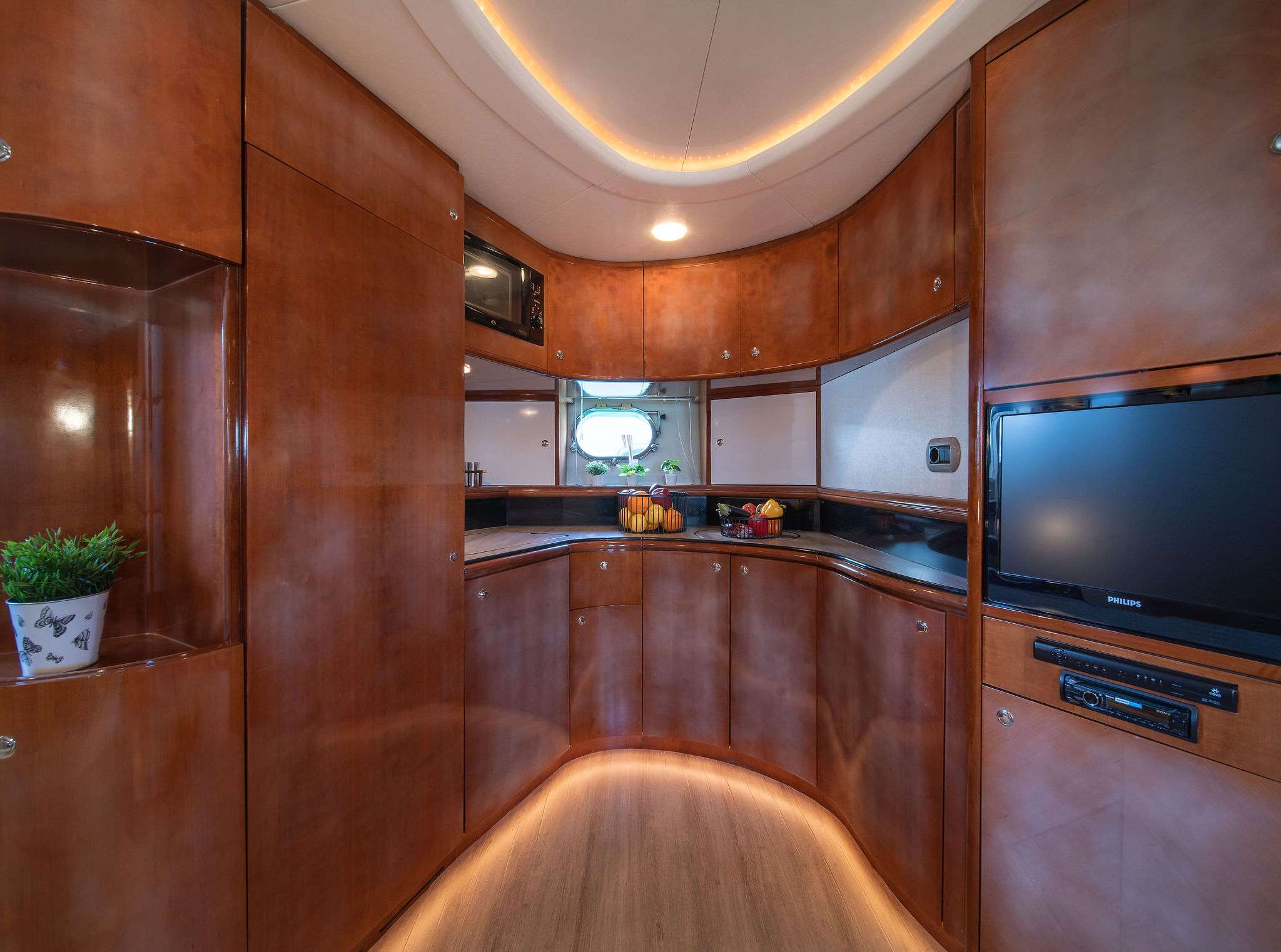 Motor Yacht 'ORION' Galley, 6 PAX, 63.00 Ft, 19.00 Meters, Built 2002, Baia, Refit Year 2023: new hull color Aluminum Grey, new engines, new water maker, new anchor, AC inside and outside, new cabin linens, hull re-polishing
