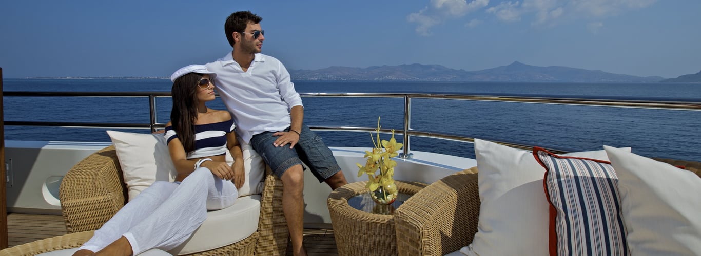 client on a mega yacht charter