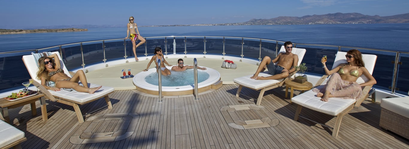 jacuzzi deck on super yacht