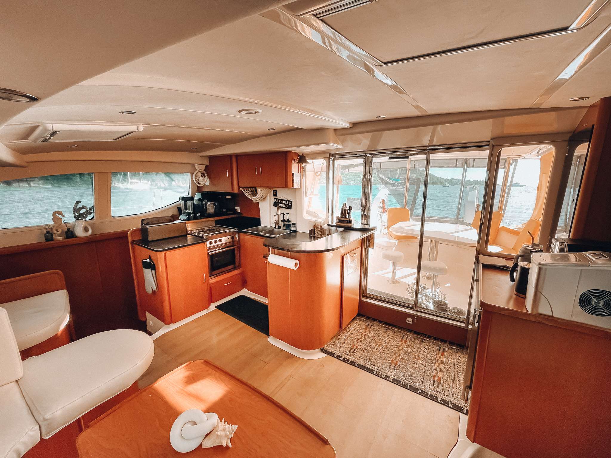 Catamaran Yacht 'ONE LOVE' Galley and cockpit entry, 6 PAX, 2 Crew, 46.00 Ft, 14.00 Meters, Built 2008, Leopard, Refit Year 2015
