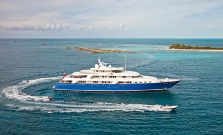 superyacht underway in the Caribbean
