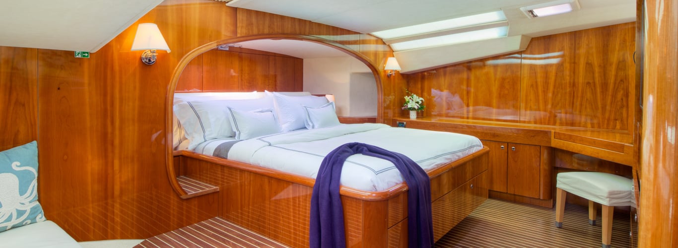 Master Suite on Sailing Catamaran Charter Yacht Xenia 74