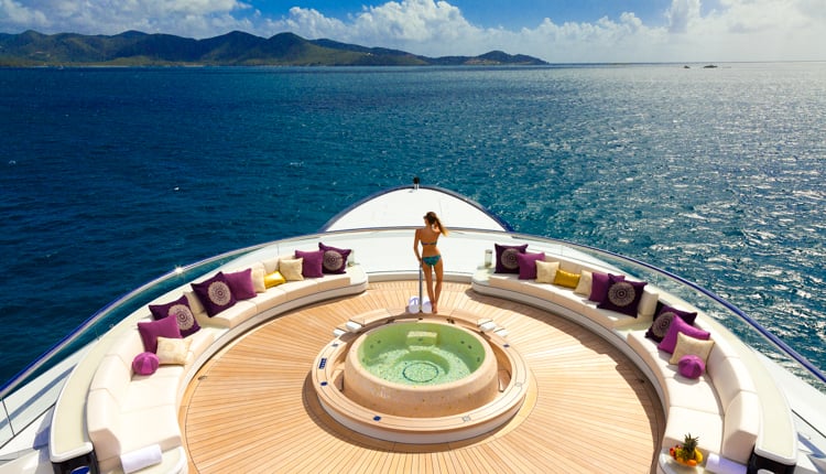 ondeck on a Virgin Islands luxury yacht charter