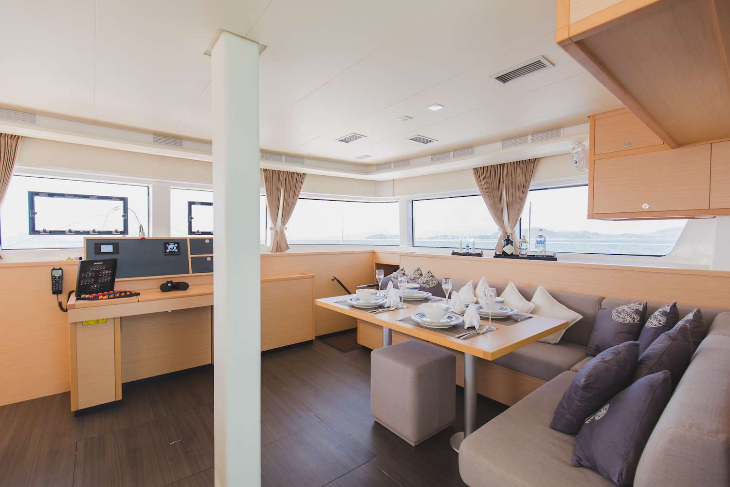 Catamaran Yacht 'BLUE MOON' Salon - Sofa and Navigation Table, 10 PAX, 2 Crew, 52.00 Ft, 15.00 Meters, Built 2018, Lagoon