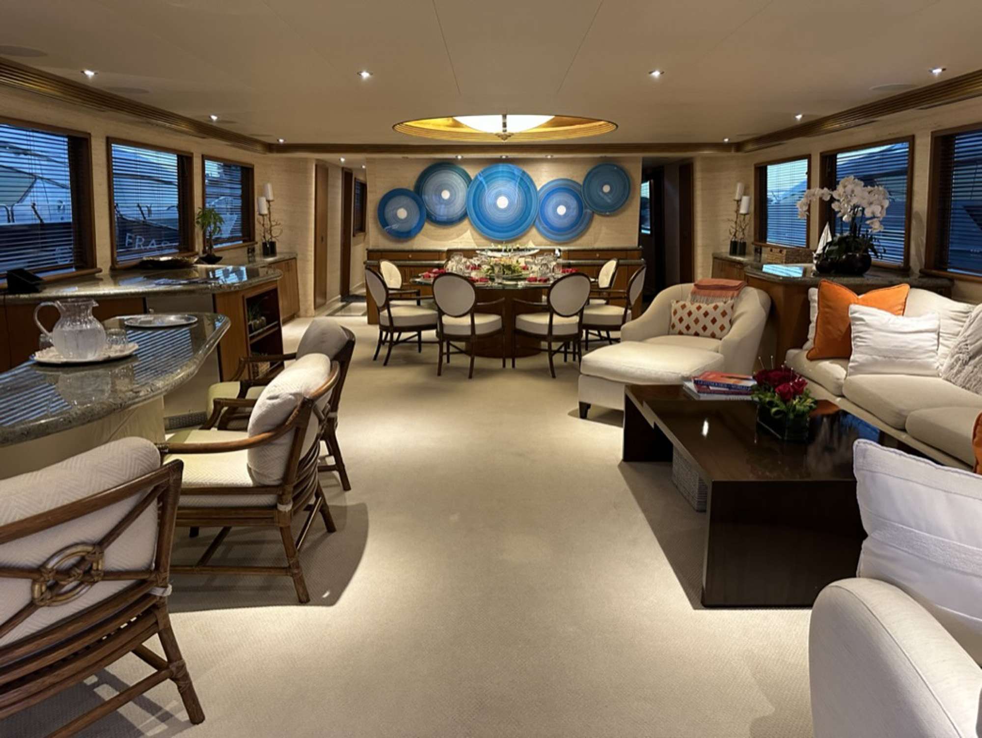 Motor Yacht 'ISLAND GIRL' Main Salon and Formal Dining, 8 PAX, 4 Crew, 112.00 Ft, 34.00 Meters, Built 2001, Westport, Refit Year 2016