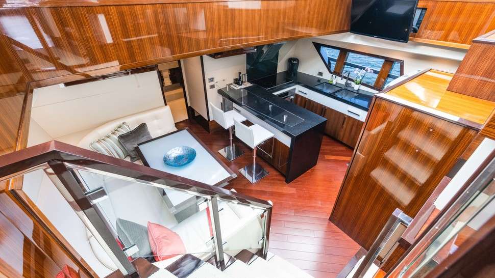 Motor Yacht 'HELIOS' Stairwell to below decks, 8 PAX, 4 Crew, 92.00 Ft, 28.00 Meters, Built 2012, Lazzara, Refit Year 2019