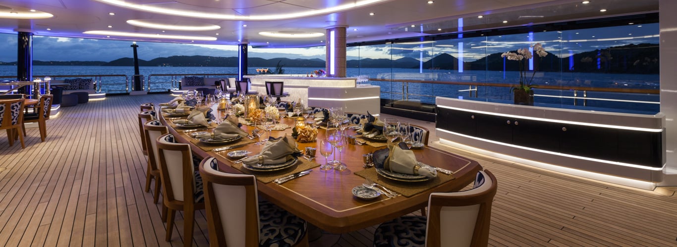 Dining Salon on a Superyacht Charters