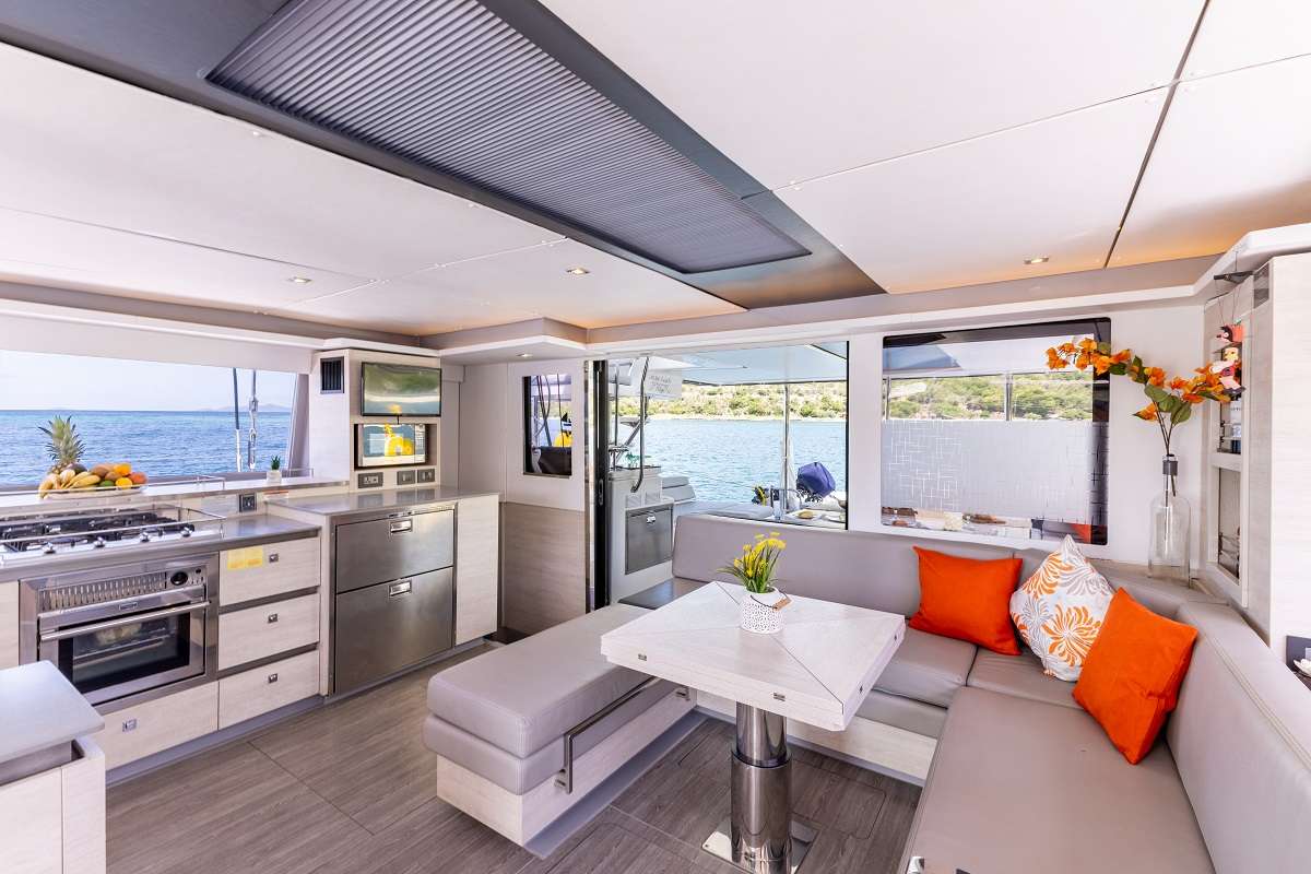 Catamaran Yacht 'ABBY NORMAL TO' Main Salon area, 8 PAX, 2 Crew, 50.00 Ft, 15.00 Meters, Built 2019, Robertson and Caine, Refit Year 2023