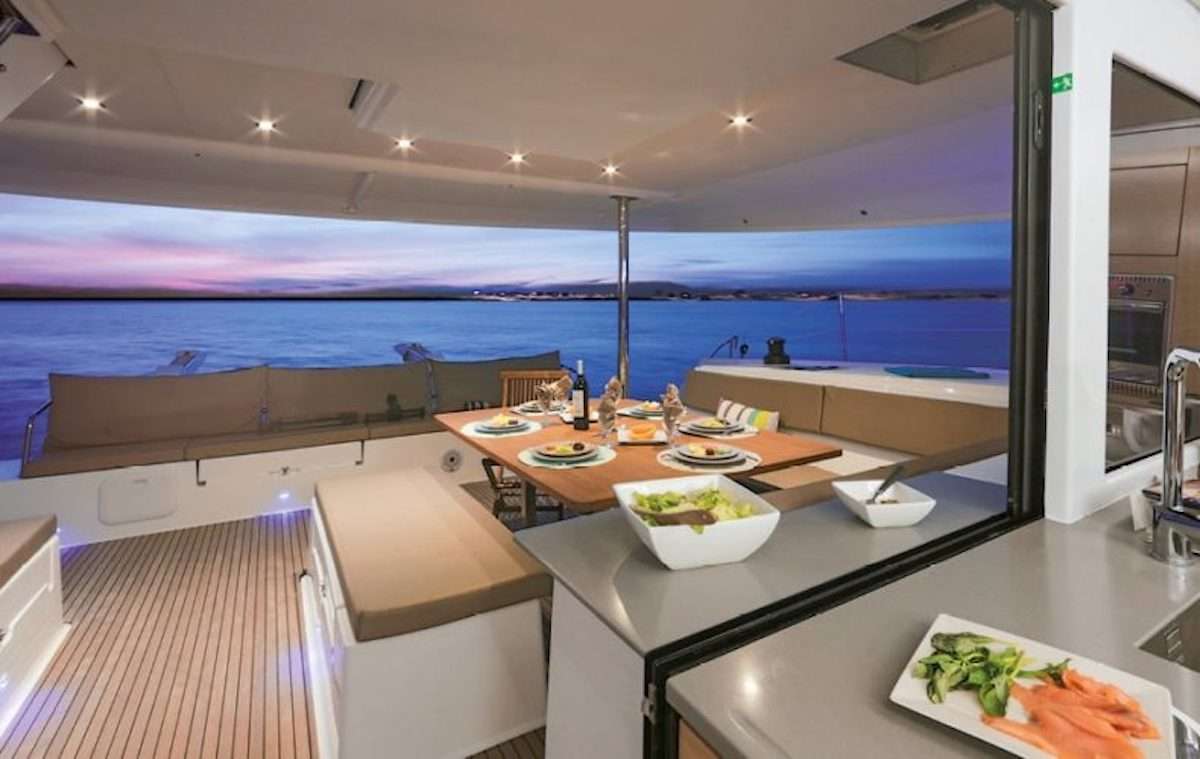 Catamaran Yacht 'LIBRA 50' Cockpit Dining Area, 8 PAX, 2 Crew, 50.00 Ft, 15.00 Meters, Built 2020, Fountaine Pajot