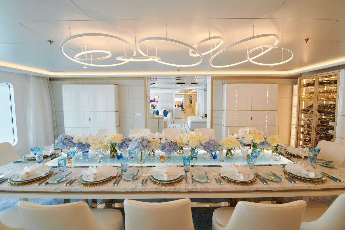 Motor Yacht 'CORAL OCEAN' Coral Ocean - Dining, 12 PAX, 22 Crew, 239.00 Ft, 73.00 Meters, Built 1994, Lurssen, Refit Year 2022