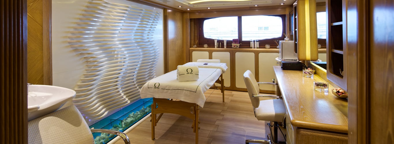 Massage treatment room on a superyacht