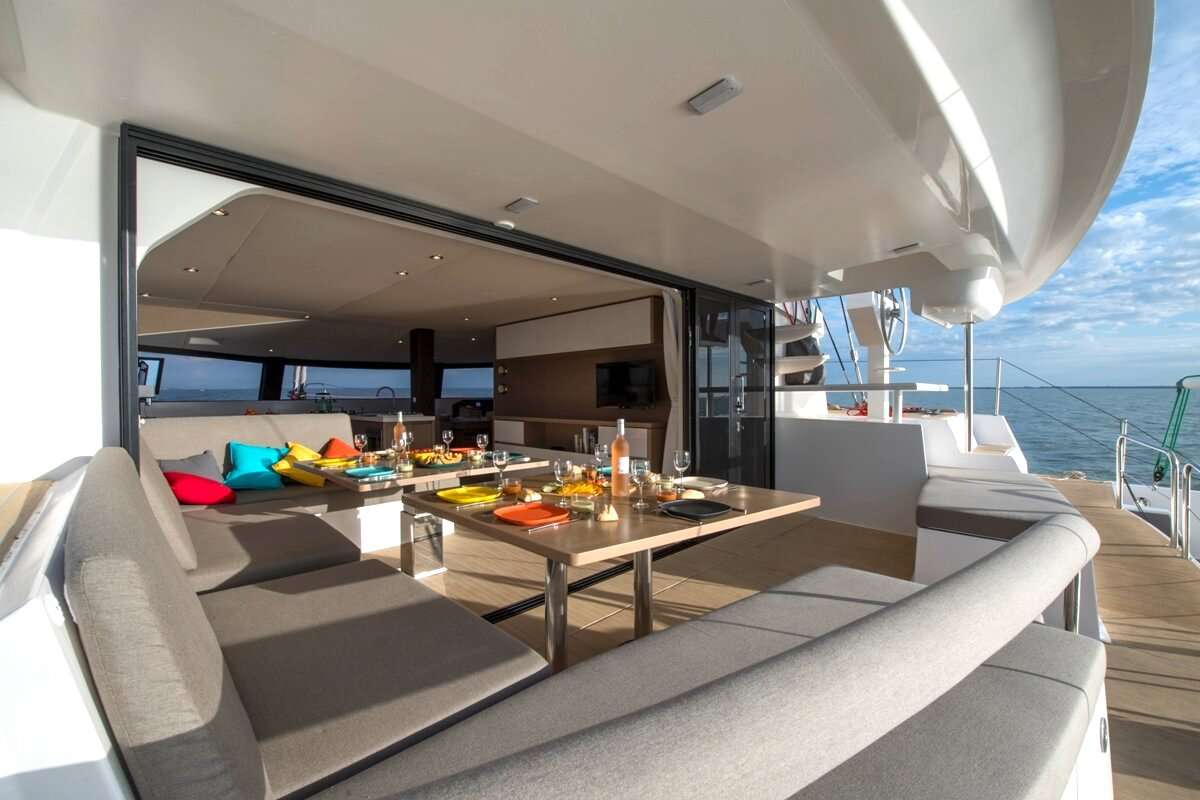 Catamaran Yacht 'L'OCTANT' Dining area for up to 8 persons, 6 PAX, 2 Crew, 51.00 Ft, 15.00 Meters, Built 2018, NEEL Trimarans, Refit Year 2022