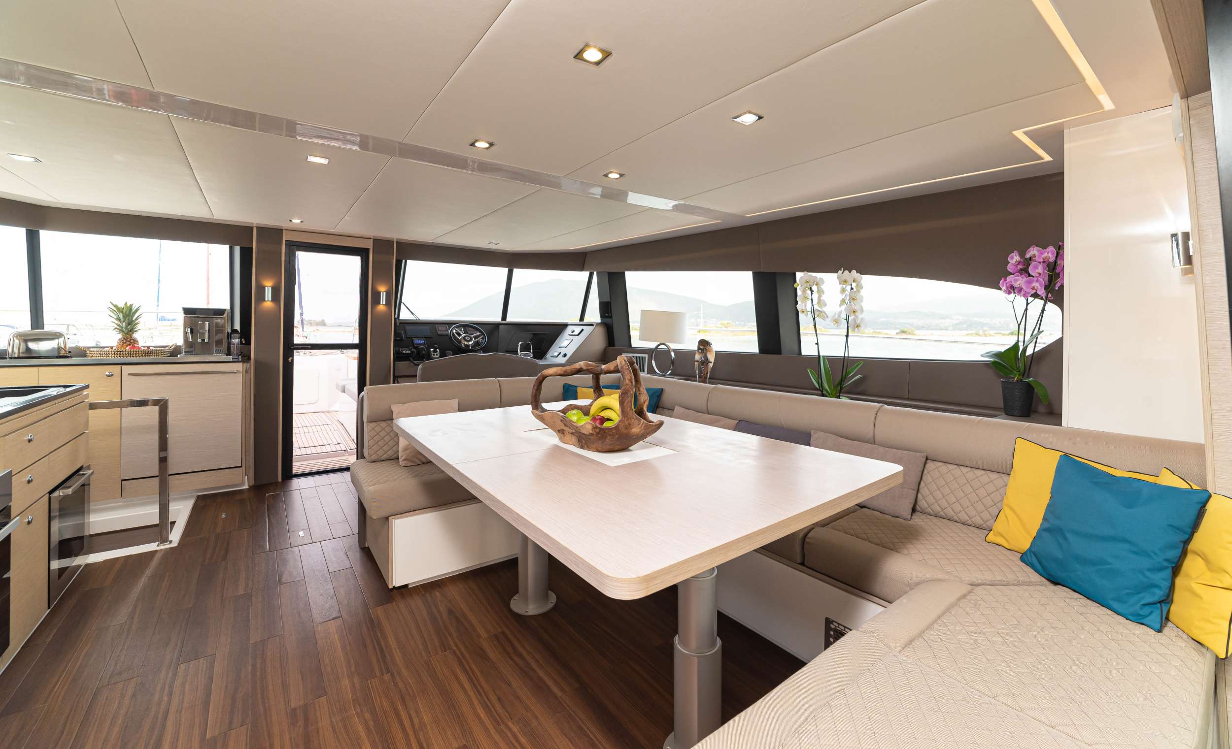 Motor Yacht 'KAMCHATKA' Interior dining area (main salon), 8 PAX, 2 Crew, 48.00 Ft, 14.00 Meters, Built 2021, Aventura