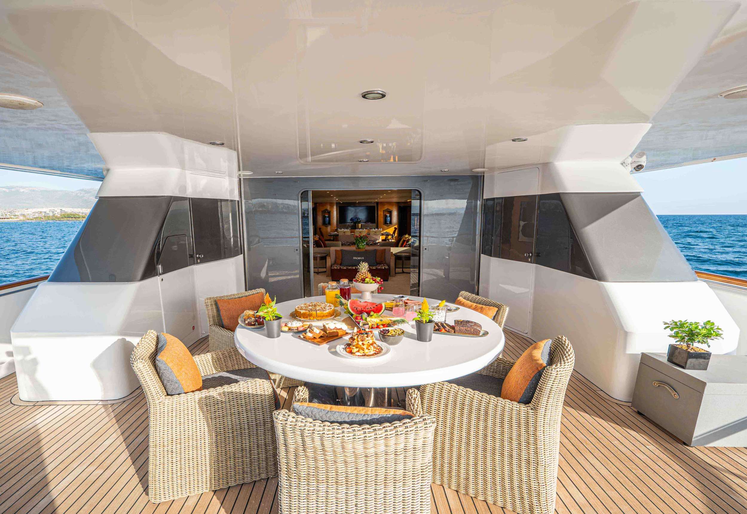 Motor Yacht 'MOBIUS' Aft deck, 12 PAX, 6 Crew, 124.00 Ft, 38.00 Meters, Built 1996, Cantieri di Pisa, Italy, Refit Year 2021/2022