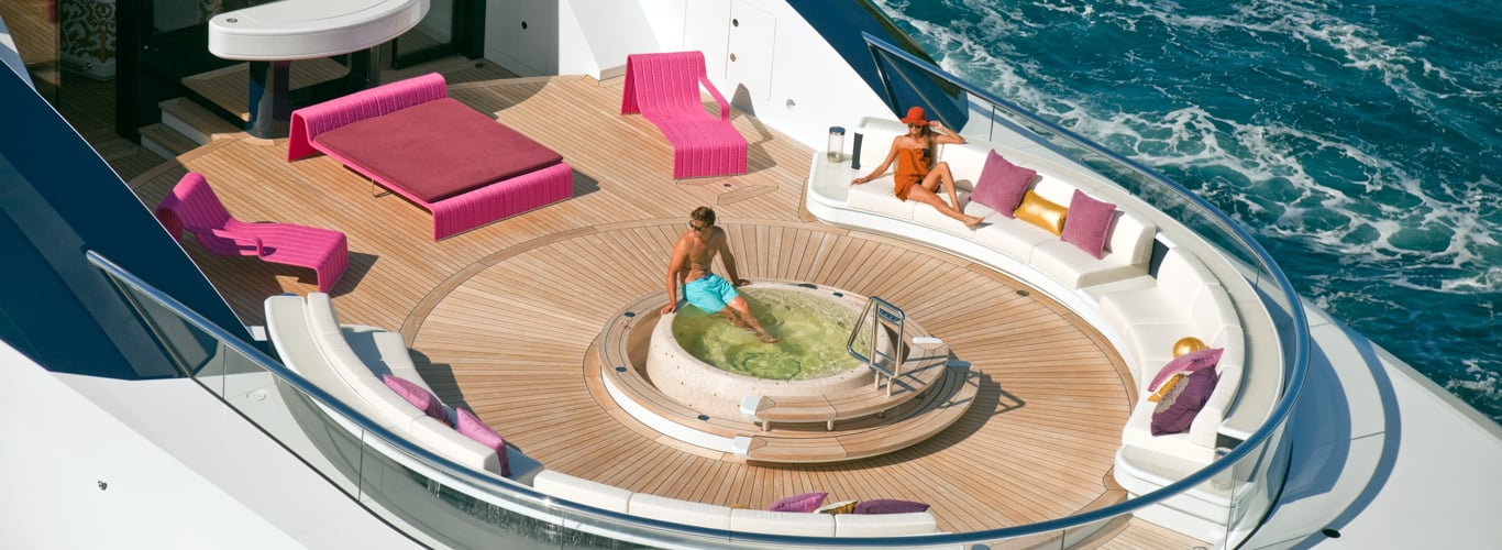 Jacuzzi on a private yacht charter