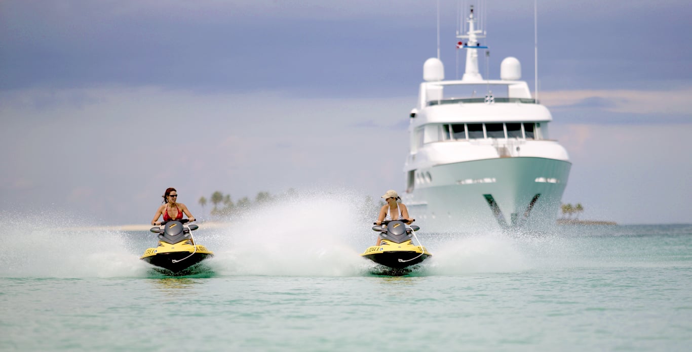 jet skis from a Bahamas motor yacht