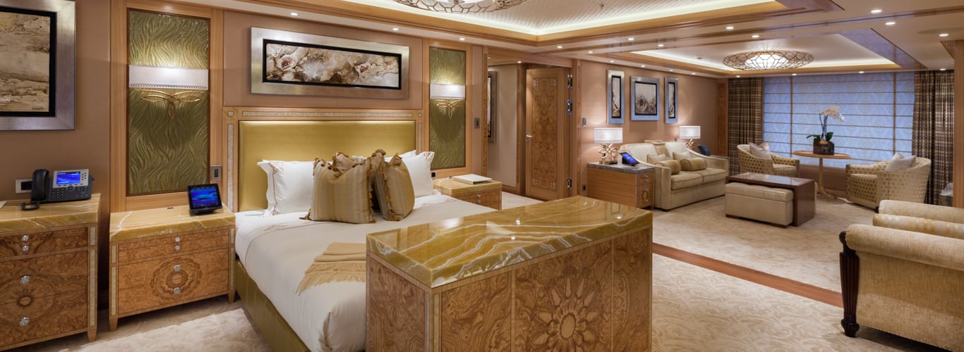 Master suite on a suer yacht vacation