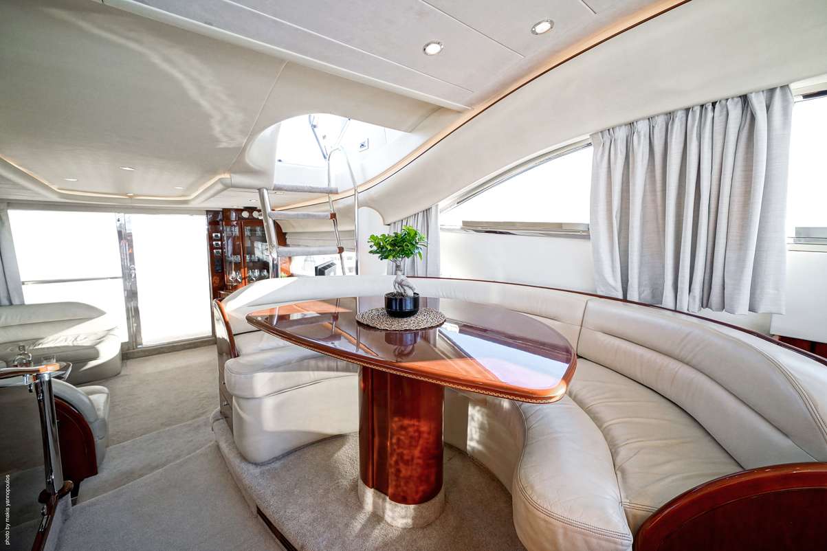 Motor Yacht 'DISTAR PRINCESS' Interior Salon (#2), 6 PAX, 2 Crew, 66.00 Ft, 20.00 Meters, Built 2003, Princess, UK, Refit Year 2021-2022: re-upholstery of interior salon fabrics, exterior leisure areas (Flybridge), new cabin linens, new salon carpet, all 