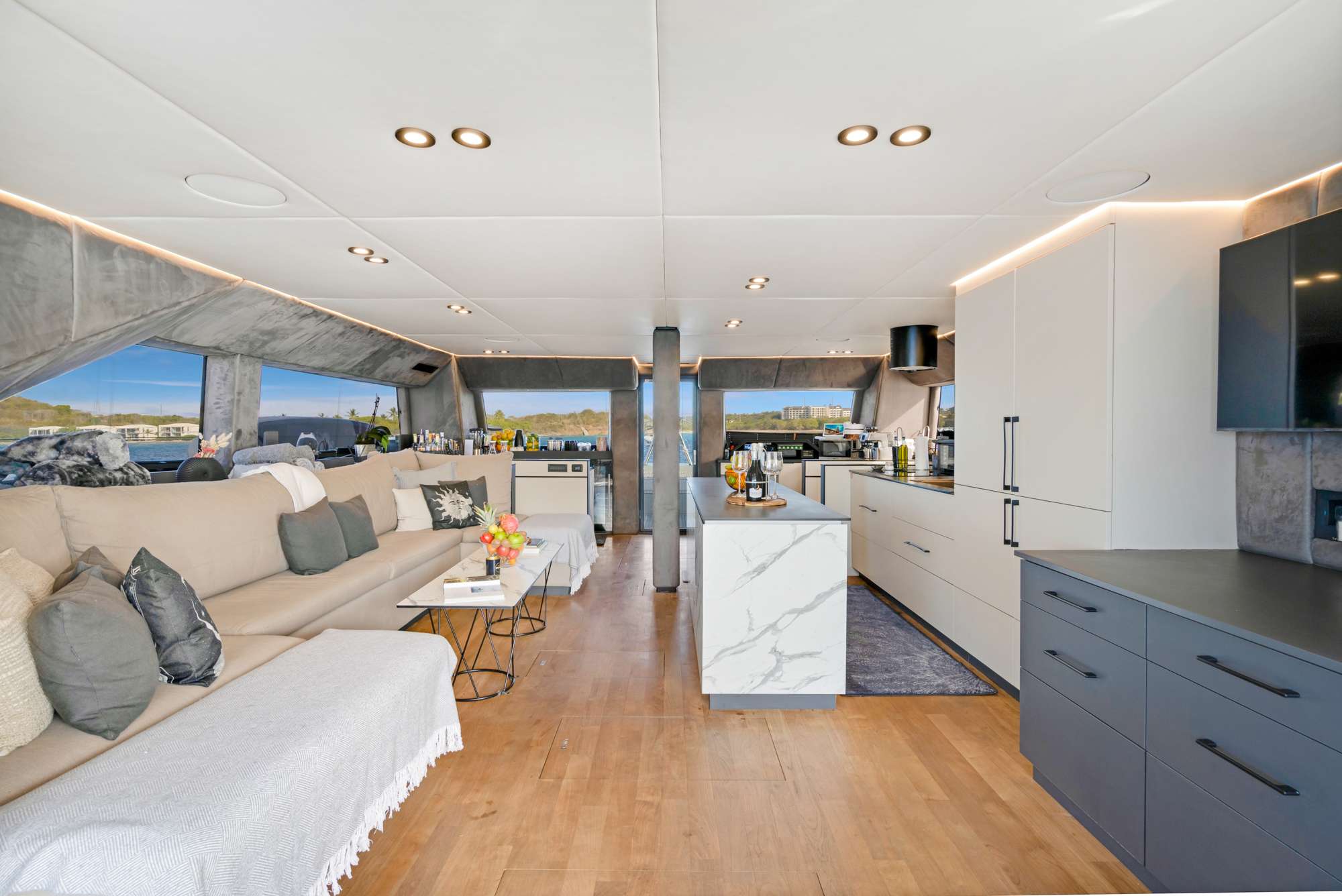 Catamaran Yacht 'MOON DRAGON' Cockpit dining area, 10 PAX, 3 Crew, 60.00 Ft, 18.00 Meters, Built 2021, Moon Yacht