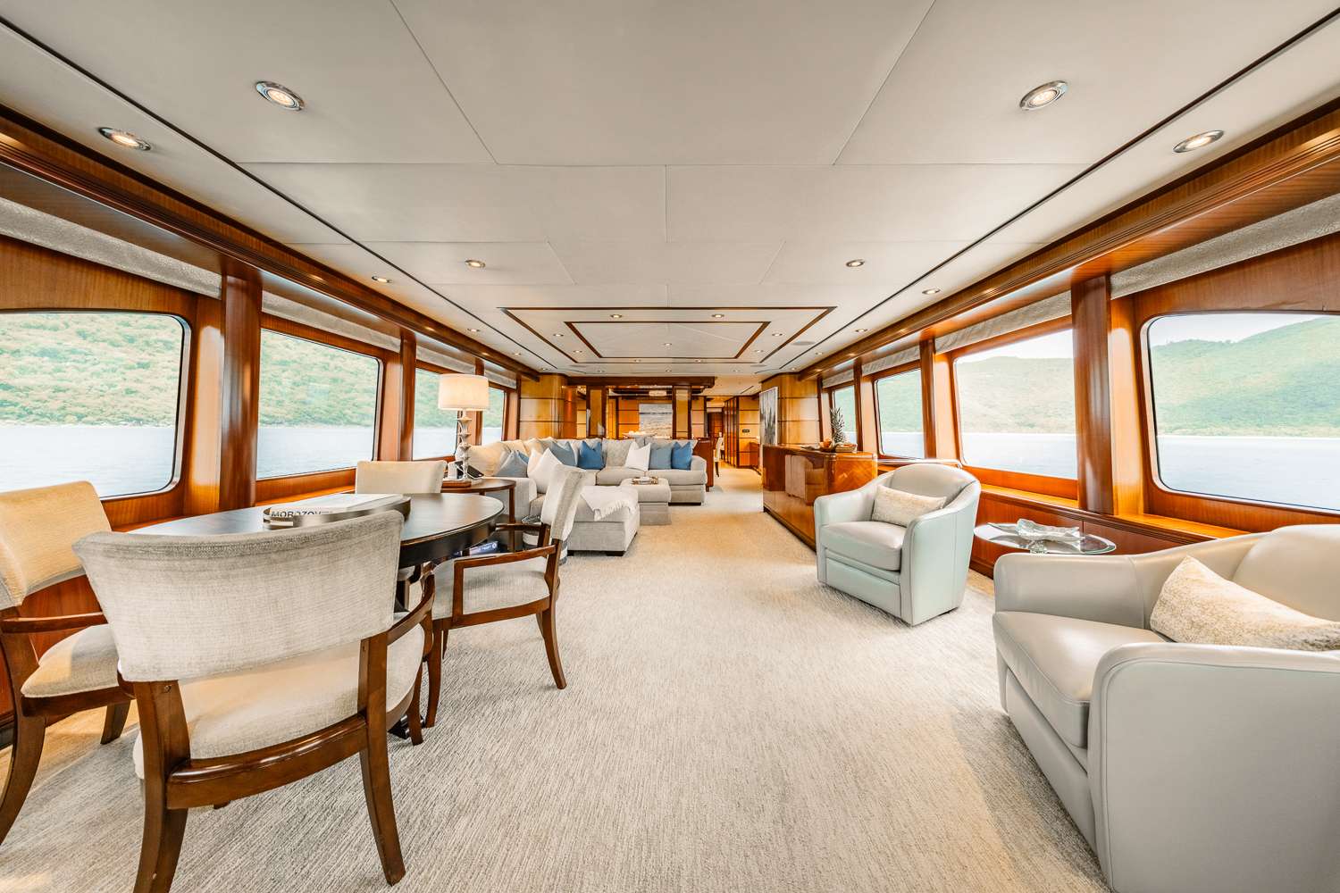 Motor Yacht 'JUST ENOUGH' Main Salon Aft, 11 PAX, 8 Crew, 141.00 Ft, 42.00 Meters, Built 2012,  Custom Built Aluminum Cutter, Refit Year 2024