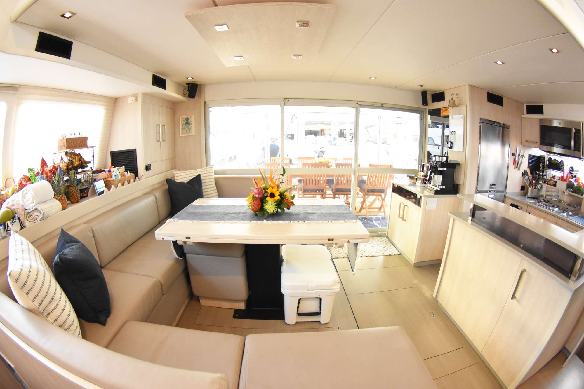 Catamaran Yacht 'PROMISCUOUS' Interior and Dining, 10 PAX, 2 Crew, 58.00 Ft, 17.00 Meters, Built 2018, Leopard, Refit Year 2023