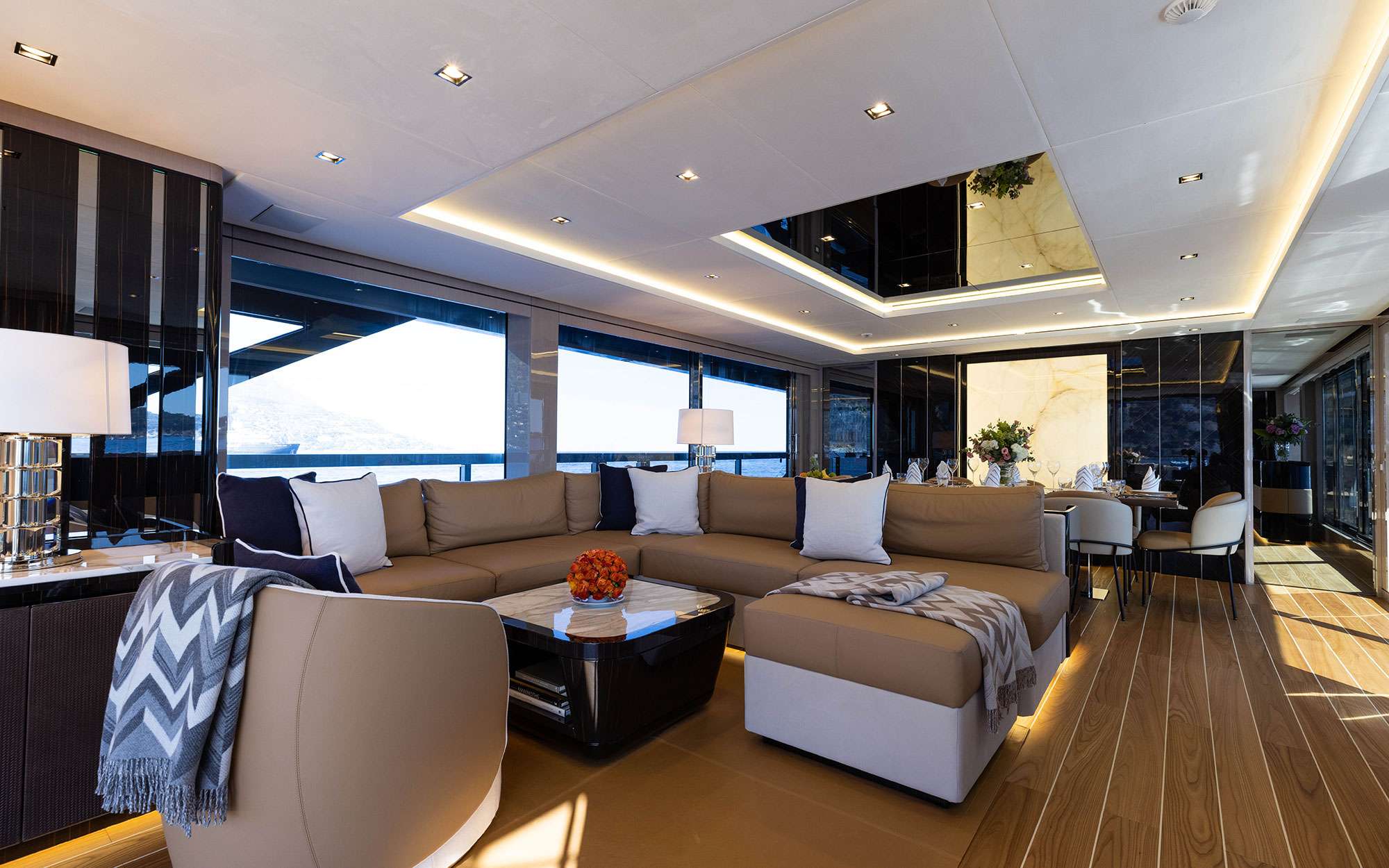 Motor Yacht 'ARTEMIS' Main Salon, 8 PAX, 6 Crew, 109.00 Ft, 33.00 Meters, Built 2021, Mangusta, Refit Year 2023