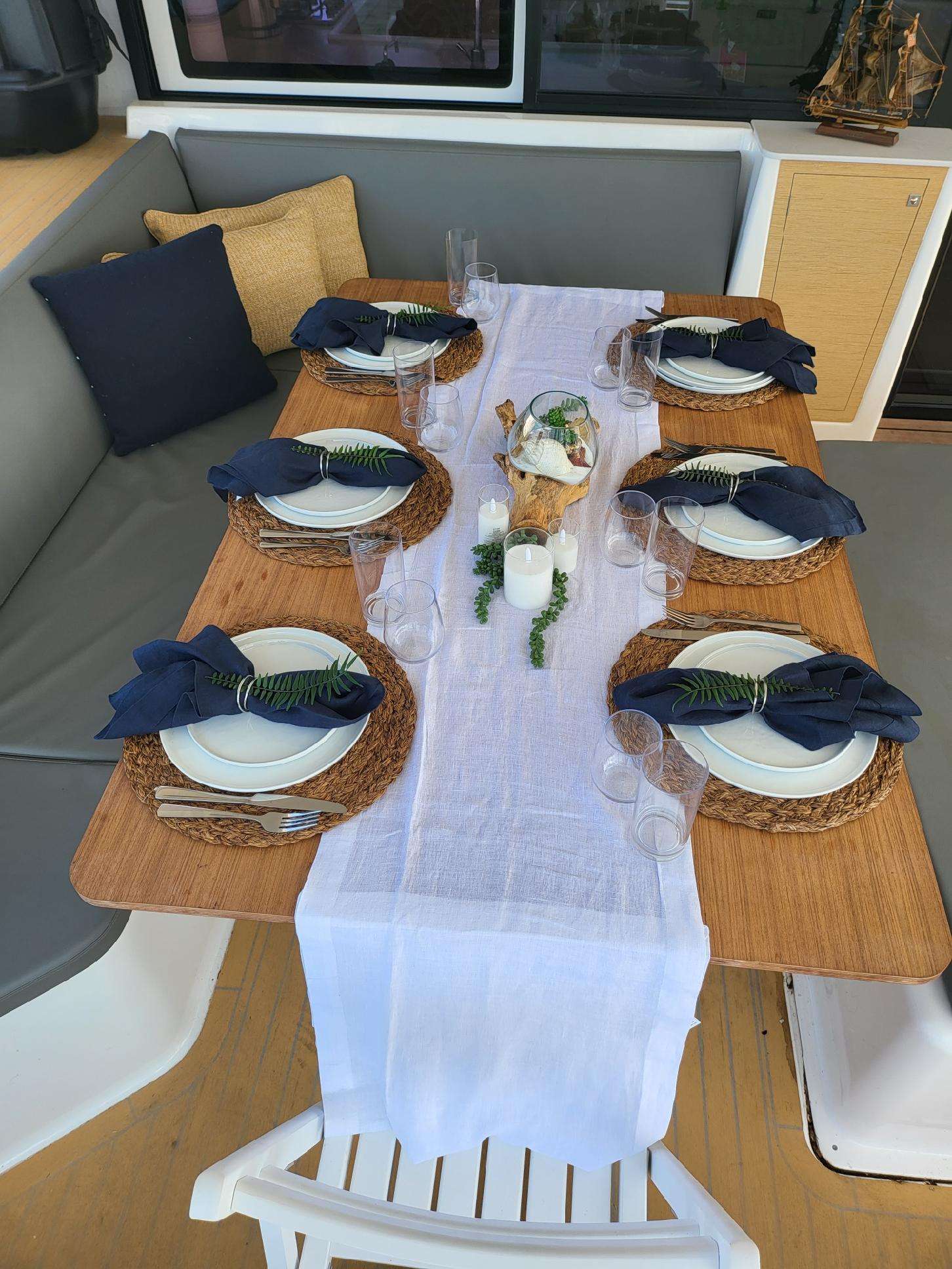 Catamaran Yacht 'DOLCE VITA' Cockpit dinning area, 8 PAX, 2 Crew, 48.00 Ft, 14.00 Meters, Built 2023, Dufour