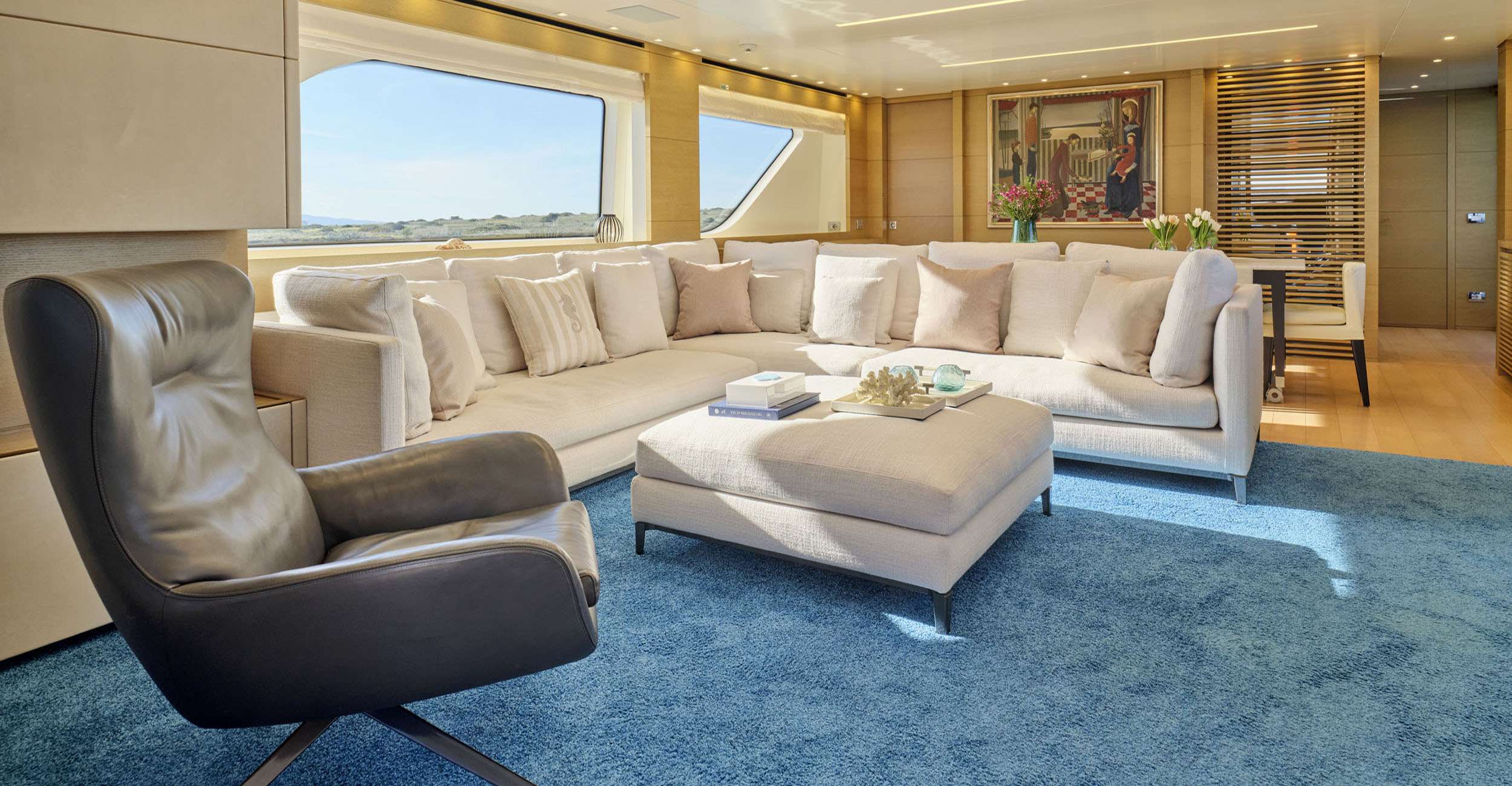 Motor Yacht 'FLOR' Main Salon, 8 PAX, 6 Crew, 91.00 Ft, 27.00 Meters, Built 2013, San Lorenzo, Refit Year 2021