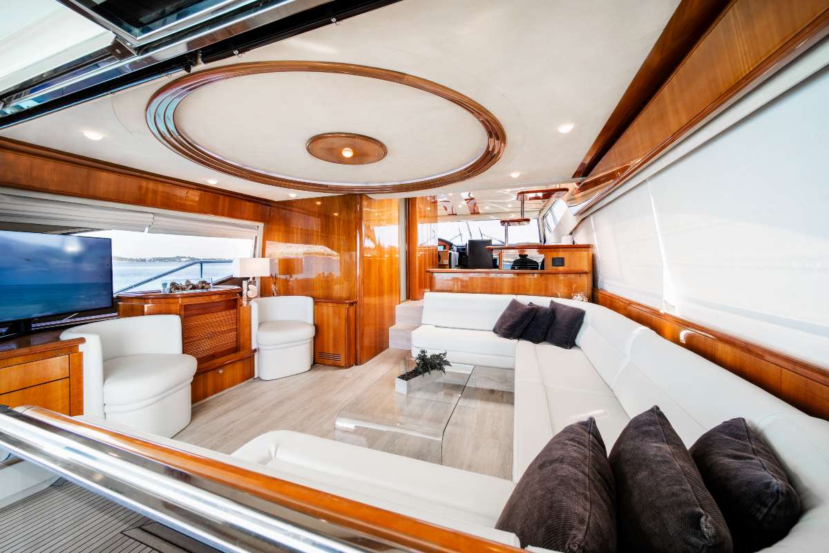 Motor Yacht 'SIMPLY BRILLIANT', 6 PAX, 3 Crew, 69.00 Ft, 21.00 Meters, Built 2002, Ferretti, Refit Year 2023: new salon floor, exterior fabrics, sound system, cabin mattresses, galley equipment, electric shades in salon, salon lighting, upholstery in twin