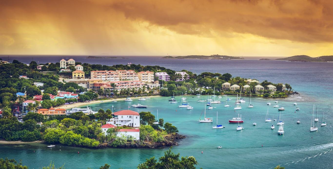 charter yachts anchored off Ritz Carleton St. Thomas