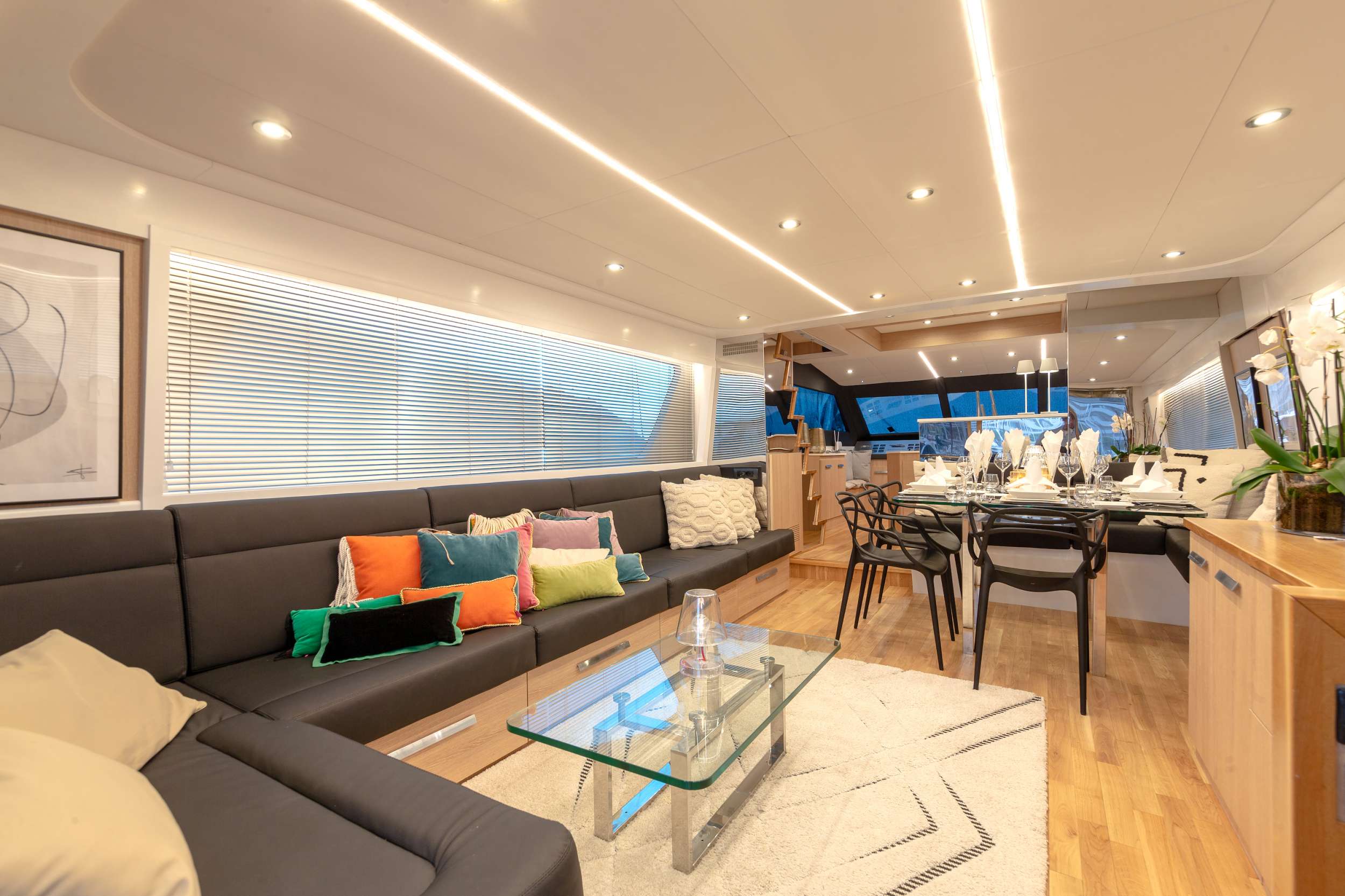 Motor Yacht 'ALL WE NEED' Main Saloon, 6 PAX, 3 Crew, 70.00 Ft, 21.00 Meters, Built 1990, San Lorenzo, Refit Year 2021