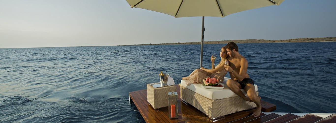 relaxation on a motor boat